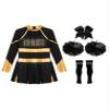 Hularka Girls Cheer Leader Costume Fancy Dress Cheerleading Outfits Long Sleeve Dance Dress and Headwear Pom Pom Socks Gold&Black 14 Years view 3