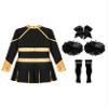 Hularka Girls Cheer Leader Costume Fancy Dress Cheerleading Outfits Long Sleeve Dance Dress and Headwear Pom Pom Socks Gold&Black 14 Years view 4
