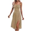 SHOPESSA Spaghetti Strap Dresses for Women Sleeveless Square Neck Pleated Dress with Slit Cute Polka Dot Boho Dress view 1