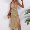 SHOPESSA Spaghetti Strap Dresses for Women Sleeveless Square Neck Pleated Dress with Slit Cute Polka Dot Boho Dress view 2