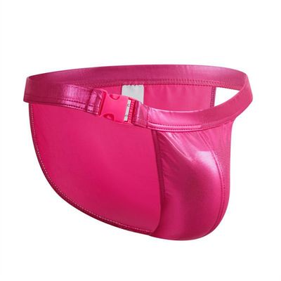 JOCKMAIL Faux Leather Mens Swim Briefs Underwear Leather Panties Men for Shows Swimming Suit Sport (US, Alpha, XX-Large, Regular, Regular, Rose)