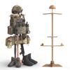 BUYYAH Tactical Military Gear Stand, Heavy Duty Tactical Gear Support Stand Helmet Vest Belt Rack, Motorcycle Helmet Holder Stand Display Organizer, Indoor Home Garage, Tan view 1