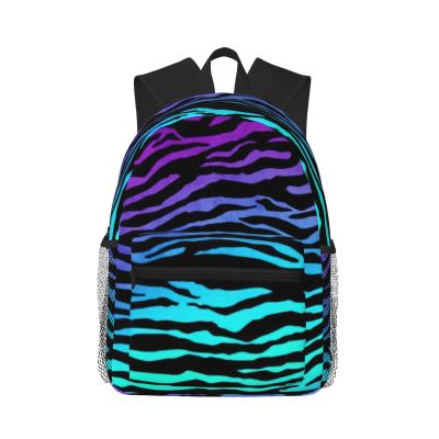 DRTGEDS Purple Blue Green Camouflage Zebra Stripes Backpack For Men Women, Canvas Shoulder Rucksack Carry-On Travel Backpack