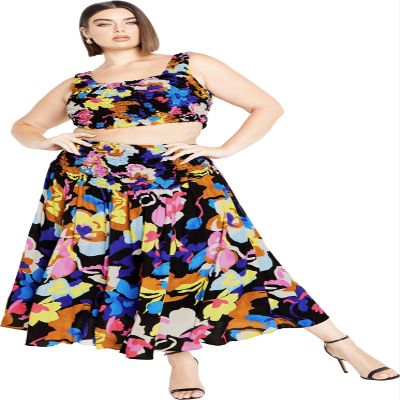 CITY CHIC Plus Size 2 Piece Top & Skirt Set, Alicia Print Set