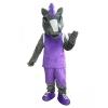 Eye-Catching Gray Mustang Horse Mascot Costume with Stylish Purple Vest - Perfect for Events and Entertainment view 3