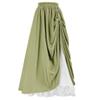 Generic Women's Asymmetrical Split Slit Skirt Ruched Hight Waist Bodycon Midi Skirt Flowy Long Pleated Skirt Dress (Large,Green) view 1