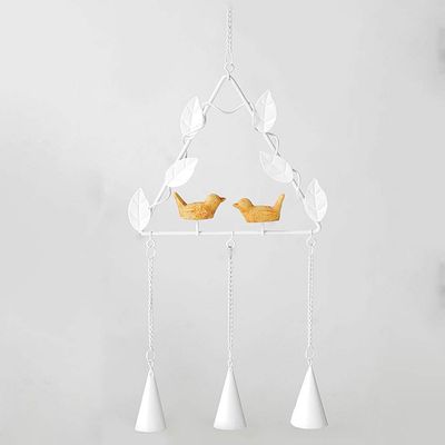 TEMKIN Outdoor Decoration Creative Wrought Iron Wind Chime Ornaments Birthday Gift Door Decoration Bedroom Home Room Small Fresh Decorations Garden Decorations Decoration (Color : White, Size : Squa