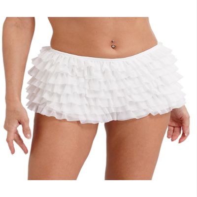 Alvivi Lady Sexy Lace Mesh Ruffle Lace Tiered Panties Sweet Boy Shorts Soft Knickers Underwear White Medium