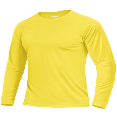 Boladeci SPF Men's Long Sleeve Swim Shirts Tops UPF 50+ Sun UV Protection Summer Fishing Workout Rash Guard T-Shirts (Yellow)