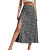 Generic Women's Boho Split Floral Skirt Thigh High Waist Swing A Line Midi Skirt Elastic Waisted Ruffle Bodycon Skater Skirts (X-Large,Black) view 1