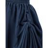 Women's Asymmetrical Split Slit Skirt Ruched Hight Waist Bodycon Midi Skirt Flowy Long Pleated Skirt Dress (Large,Dark Blue) view 3