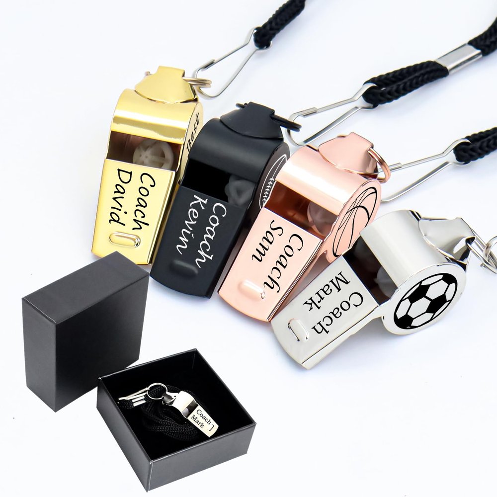 Custom Whistle for Coaches Custom Coaches Whistle Personalized Whistle for Coaches Custom Whistles for Adults with Lanyard Custom Lanyard Whistles Sports Whistle Safety Whistle Coach Gifts Rose Gold
