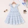 YOUNGER TREE Toddler Baby Girl Dress Summer Outfits Flutter Sleeve Smocked Dress Kids Causal Boho Dresses Clothes (3-4T, Elegant Blue Dress) view 2