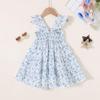YOUNGER TREE Toddler Baby Girl Dress Summer Outfits Flutter Sleeve Smocked Dress Kids Causal Boho Dresses Clothes (3-4T, Elegant Blue Dress) view 3