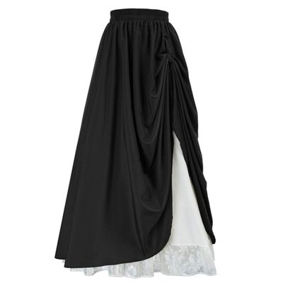 Women's Asymmetrical Split Slit Skirt Ruched Hight Waist Bodycon Midi Skirt Flowy Long Pleated Skirt Dress (XX-Large,Black)