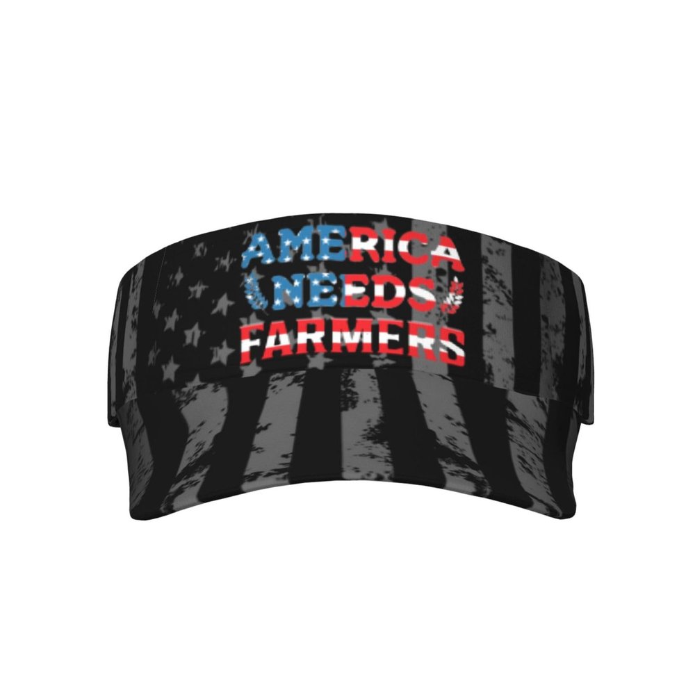 NineFit Basics America Needs Farmers Flag Make Farmers Great Again Visor Cap Sports Empty Top Hats Adjustable Sun Tennis Caps for Men Women12 Black