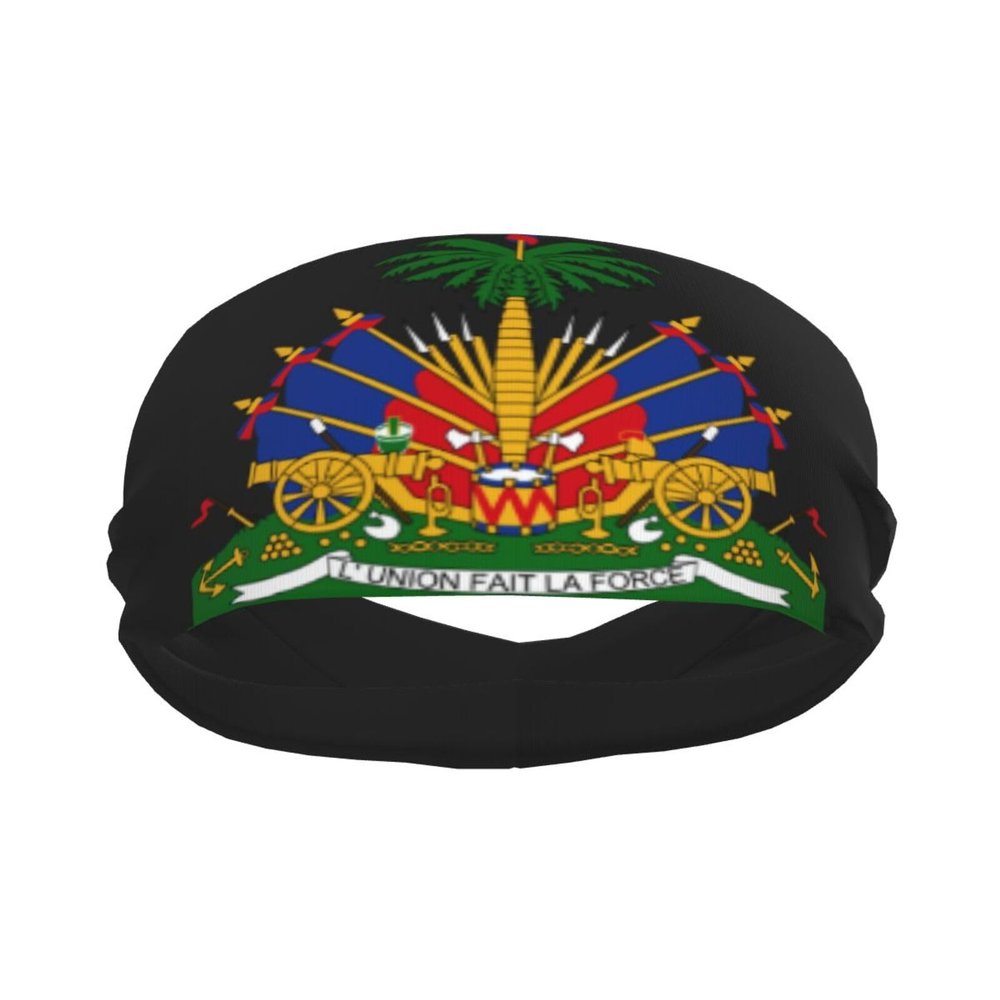 Haiti Headbands for Hiking Running Cycling Haiti Flag Headbands Sweatbands Haitian Wide Head Bands