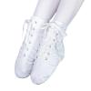 NineFit Basics Unisex Kids Lace-up Jazz Dance Shoes Canvas Sneakers Soft Leather Split Sole Ballet Boots for Girls (White, 2 Big Kids) view 2
