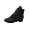 NineFit Basics Unisex Kids Lace-up Jazz Dance Shoes Canvas Sneakers Soft Leather Split Sole Ballet Boots for Girls (Black, 2 Big Kids) view 1