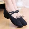 NineFit Basics Womens Latin Dance Shoes Close Toe Beginner Ballroom Dance Practice Shoes Low Heel Canvas Tango Teaching (Black, 8) view 2