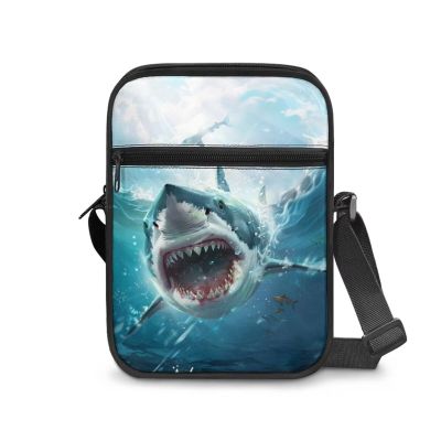 YECARYPOD Blue Shark Messenger Bag for School Boys Girls Small Cross Body Bag Women Girls Cute Shoulder Satchel Bags Travel Crossbody Purse Bags Cellphone Wallet