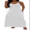 Mistysuyi Womens Casual Sleeveless Sundress Plus Size Loose Plain Long Summer Beach Maxi Dress with Pockets(White XL) view 1