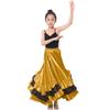 30" Girls Gold Black Ruffles Layers Satin Long Dance Skirt Dance Wear view 2