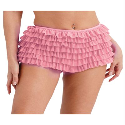 Agoky Women's Lolita Bloomers Tiered Mesh Multi-Layer Ruffles Pumpkin Pants Security Shorts Pant Pink Small