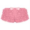 Agoky Women's Lolita Bloomers Tiered Mesh Multi-Layer Ruffles Pumpkin Pants Security Shorts Pant Pink Small view 4