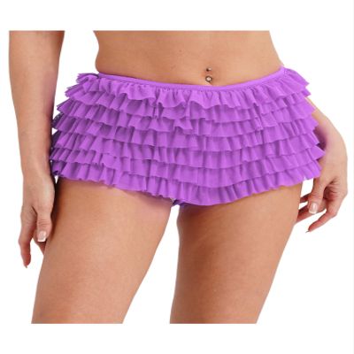 Agoky Women's Lolita Bloomers Tiered Mesh Multi-Layer Ruffles Pumpkin Pants Security Shorts Pant Lavender Small