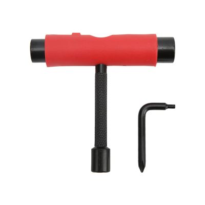 Tyenaza Skate Wrench Tools,Skate Wrench 3 Holes T Shaped L Shaped Slide Plate Maintenance Wrench for Skateboards (Red)