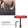 Tyenaza Skate Wrench Tools,Skate Wrench 3 Holes T Shaped L Shaped Slide Plate Maintenance Wrench for Skateboards (Red) view 4