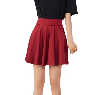Generic Women's Pleated Tennis Skirts Casual Athletic Layered Ruffle Mini Skirts with Shorts Pockets for Running Workout (3X-Large,Red)