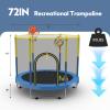 Sedeke 72" Trampoline for Kids with Net, 6 FT Indoor & Outdoor Small Toddler Trampoline with Basketball Hoop & Dart Board for Ages 1-8, Birthday Gifts for Boys & Girls, Baby Toddler Christmas Toys view 2