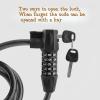 Fay Bless Dual Unlock Bike Anti-Theft Lock - Road/Mountain Dual Use, Five-Digit Password, Steel Cable Loop (Green Lock Without Light) view 2