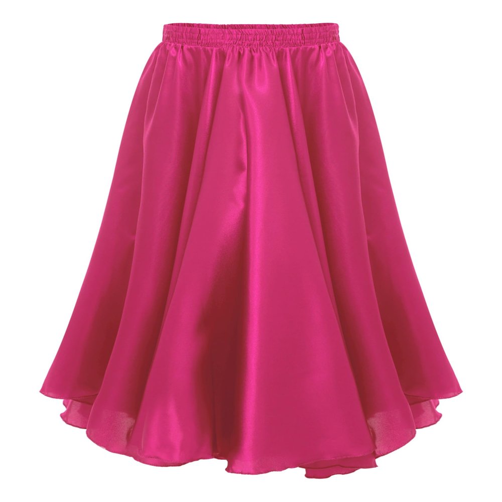 CHICTRY Kids Girl Long Full Circle Ballroom Dance Skirt Flamenco Cha Cha Latin Dancewear Long Maxi Skirt Hot Pink A 7-8 Years