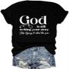 Pifnxtamy Womens Tops Christian T Shirt God is Still Writing Your Story Funny Saying Shirts Jesus Blouse Black view 1