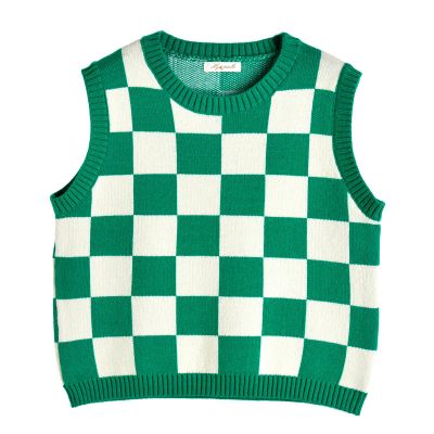 Hyipels Women's Sweater Vest,Y2K Sleeveless Pattern Preppy Style Knitted Crop Tank Top for Girl