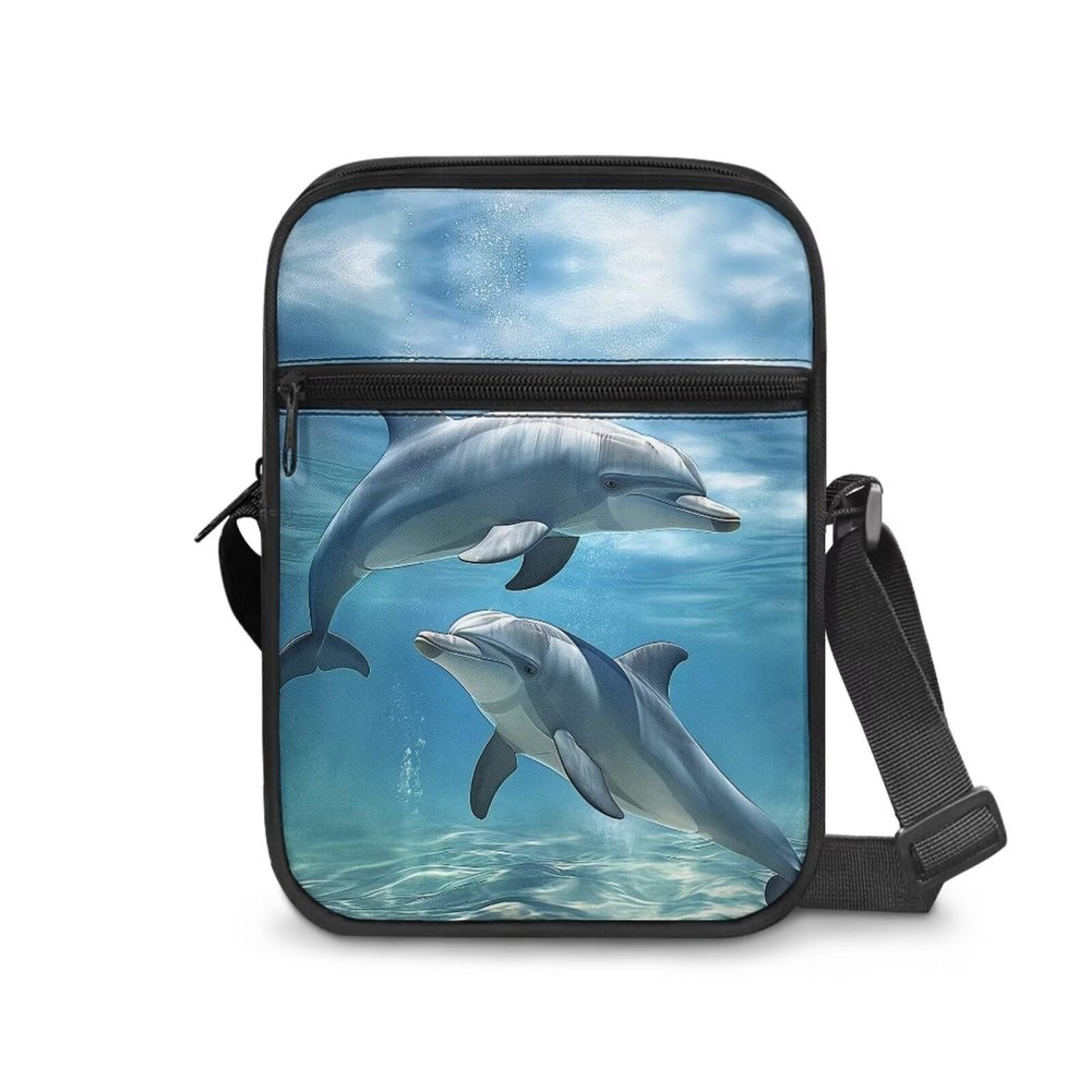 YECARYPOD Ocean Dolphin Messenger Bag for School Boys Girls Small Shoulder Bag Lightweight Cross Body Bag Women Men Travel Crossbody Purse Bags Cellphone Wallet