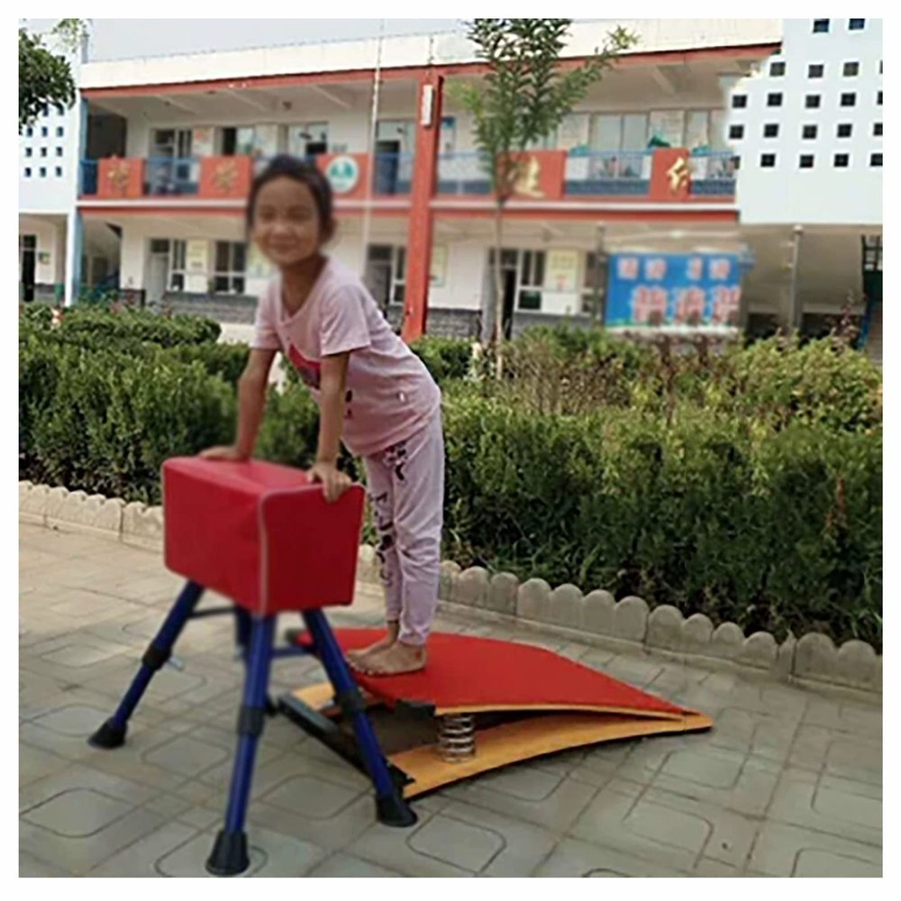 Scpantkend Vault Gymnastics Equipment Kids Sports Springboard with 2 Springs, Children Nursery School Home Gym Safty Stable Jump Bridge, Loading 55kg/ 121lbs Springboard Equipment