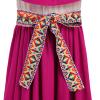ABEHIK Mexican Dress for Girls Embroidered Traditional Folklorico Drape Dress with Belt Hot Pink Summer Off Shoulder Vestidos Rainbow Ruffle Cinco de Mayo Fiesta Birthday Party Dresses Hot Pink 5-6 Y view 2