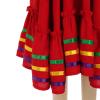 ABEHIK Little Girls Traditional Mexican Dress Embroidered Mexican Folklorico Drape Dress with Belt Summer Off Shoulder Vestidos Rainbow Ruffle Cinco de Mayo Fiesta Birthday Party Dresses Red 6-7 Y view 2