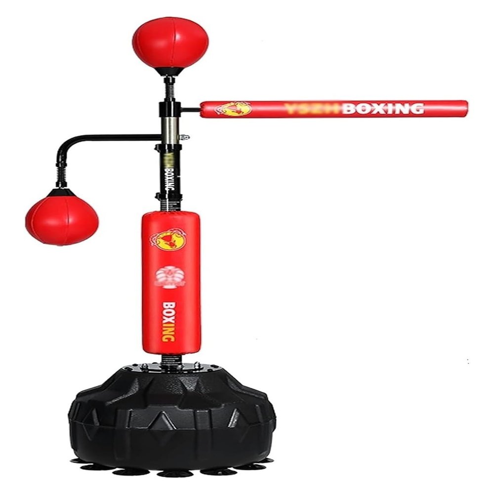 BMPAALN Boxing Speed Trainer,Cobra Reflex Bag, Cobra Punching Bag with Spinning Bar, Height Adjustable Freestanding Speed Trainer, Boxing Ball with Gloves, 120~210cm