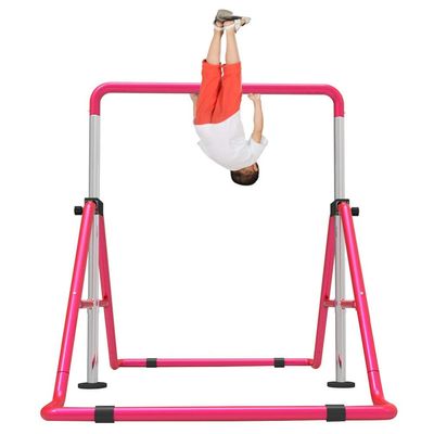 YOtat Gymnastics Bar Expandable Gymnastics Horizontal Bar Junior Training Bar Adjustable Home Sports Training Equipment High Bar for Kids, Reda