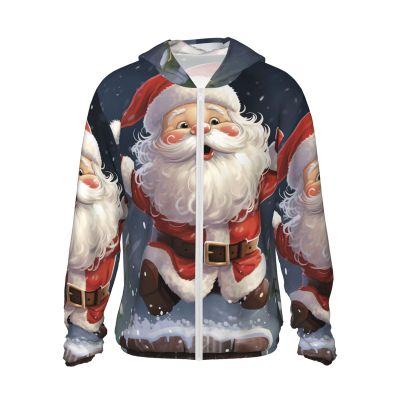 CSGJMYGS UPF 50+ Merry Christmas santa Sun Protection Hoodie Jacket Lightweight Long Sleeve Sun Shirt With Pockets