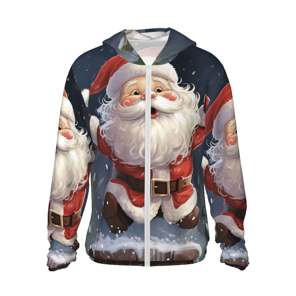 CSGJMYGS UPF 50+ Merry Christmas santa Sun Protection Hoodie Jacket Lightweight Long Sleeve Sun Shirt With Pockets