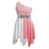 CHICTRY Girls One Shoulder Asymmetrical Praise Dance Dress Worship Lyrical Dance Costume Liturgical Dancewear Light Pink A 10 Years view 4