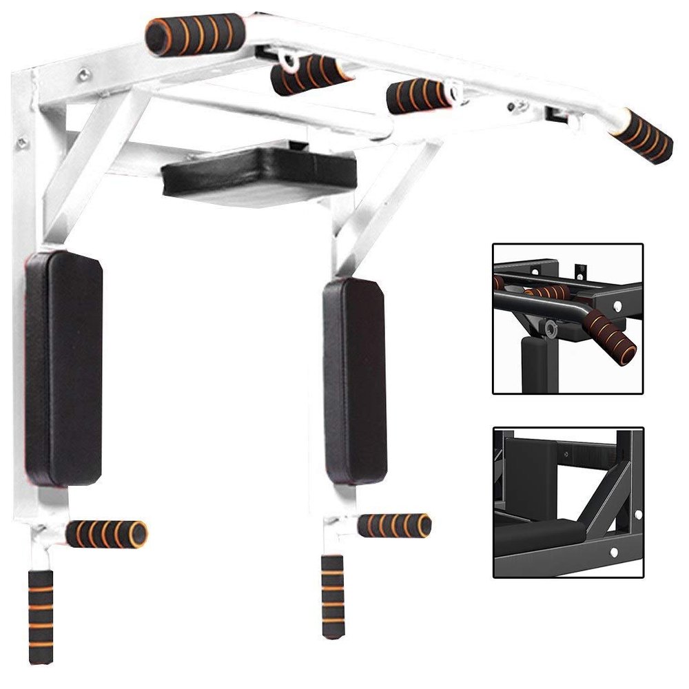YOtat Home Indoor Pull-Ups Wall Pull-Ups Multifunctional Single Parallel Bars Fitness Equipment Perforated Wall Sandbag Holder Joist Mounting Rods, 92*71*47.3cm, White