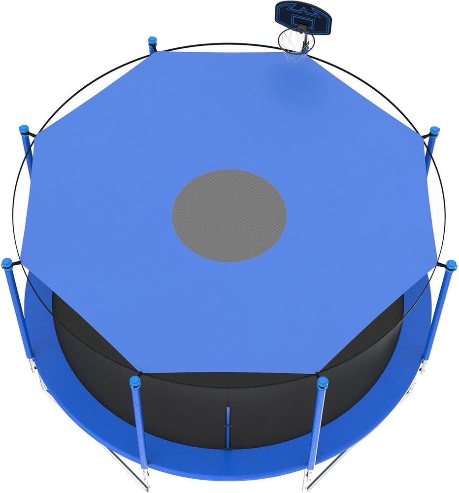Trampoline Shade Cover for 6ft 8ft 10ft 12ft 14ft 16ft Sun-Protection Trampolines Canopy, Easy to Install, Anti-UV Trampolines Sunshade Accessories for Outdoor Backyard Playground (Blue, 16ft)