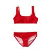 KAGAYD Little/Big Girl Swimsuit Bikini Solid Botton Swimwear with Bottoms 2-Pieces Summer Holiday (Red, 10-12 Years) view 1